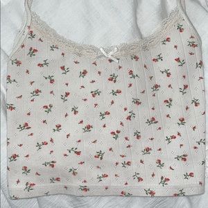Red White Rare Brandy Melville Floral Skylar Tank